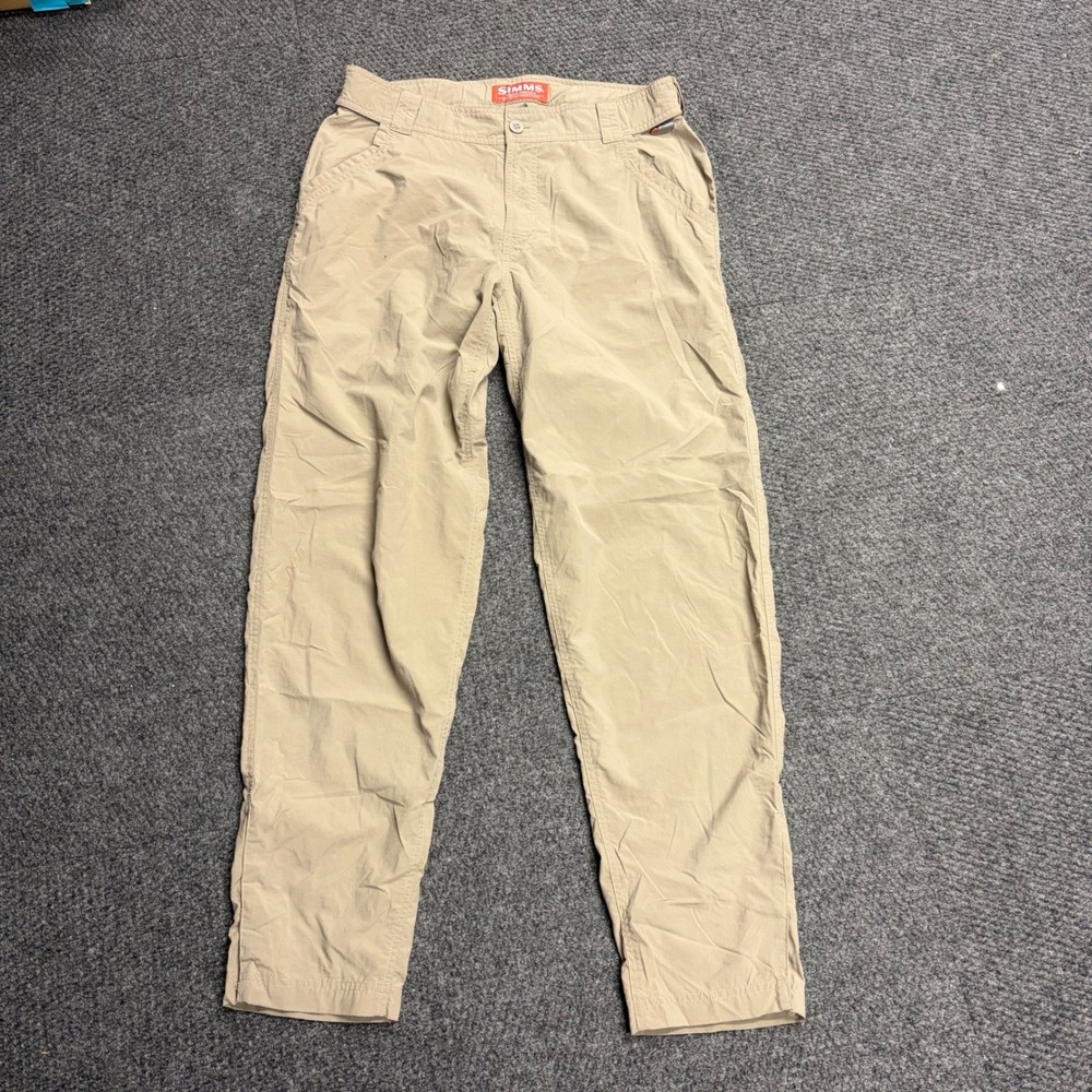 Simms Fishing Products Mens Medium Tan Nylon Outdoor Hiking Fishing Pants Khaki